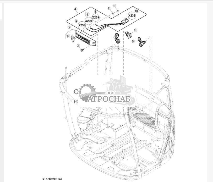 Розетка электропитания кабины без вспомогательного оборудования 